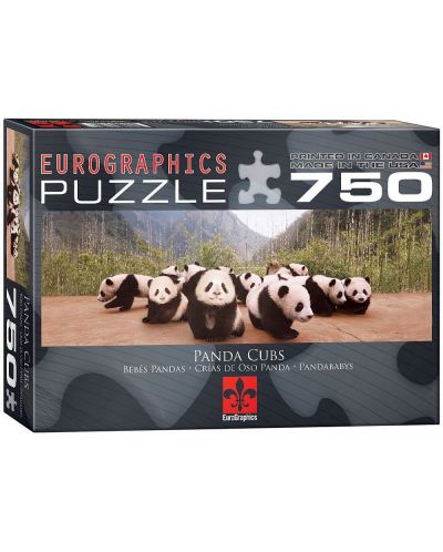 Панорамен пъзел Eurographics от 750 части – Бебета Панди
