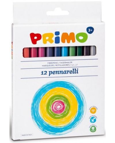 Цветни флумастери Primo - Fine Point, 12 цвята - 1