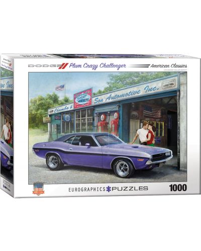 Пъзел Eurographics от 1000 части - Dodge Plum Crazy Challenger, Грег Джордано - 1