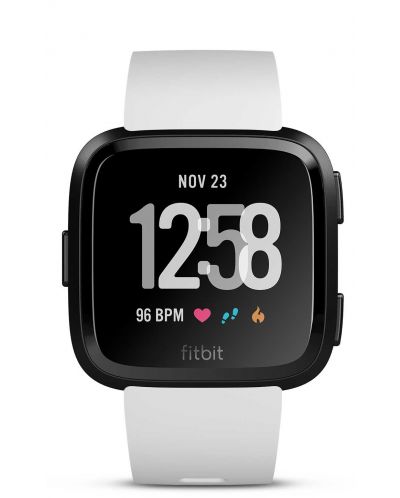 Смарт часовник Fitbit -Versa, черен, бяла силиконова каишка - 2
