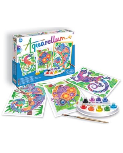 Комплект за оцветяване с акварелни бои Sentosphere Aquarellum - Животни - 1