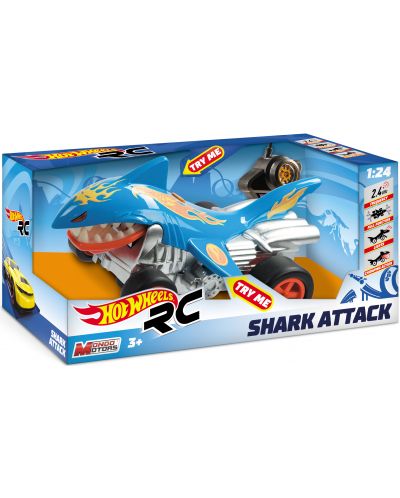 Радиоуправляема количка-акула Mondo Motors Hot Wheels - Shark Attack, със звук и светлина