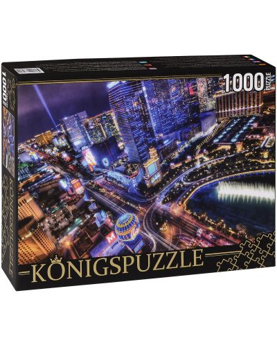 Пъзел Königspuzzle от 1000 части - Нощен Лас Вегас - 1
