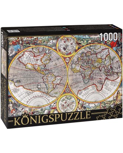 Пъзел Königspuzzle от 1000 части - Стара карта на света - 1