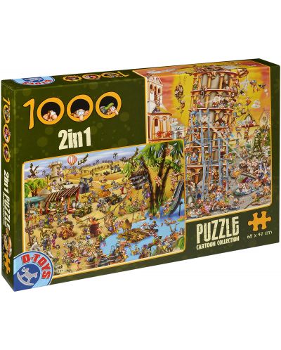 Пъзели D-Toys  2 х 1000 части – Оазис и Пиза - 1