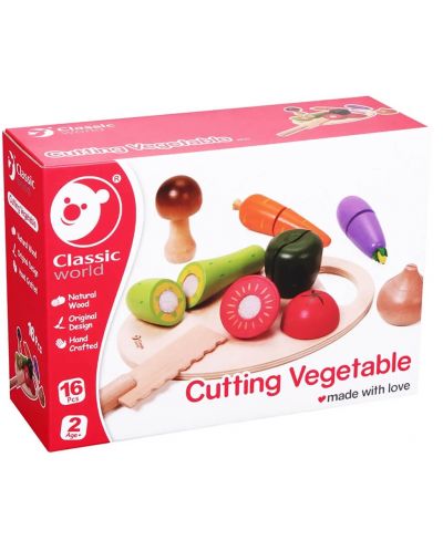 Комплект продукти за рязане Classic World - Зеленчуци за рязане. от дърво - 3