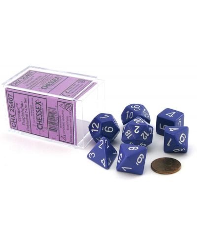 Комплект зарове Chessex Opaque Poly 7 - Purple & White (7 бр.) - 1