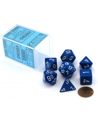 Комплект зарове Chessex Opaque Poly 7 - Blue & White (7 бр.) - 1