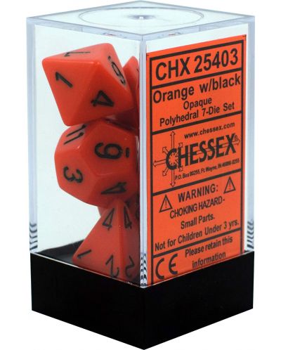 Комплект зарове Chessex Opaque Poly 7 - Orange & Black (7 бр.) - 1