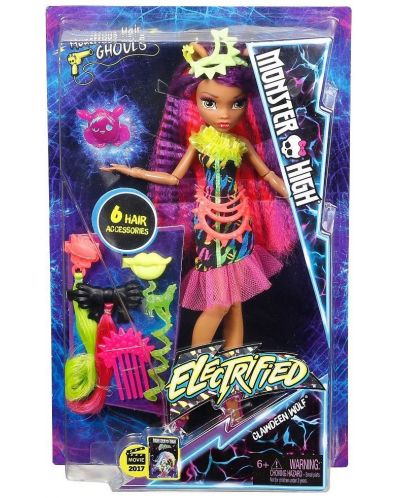 Комплект Mattel Monster High - Electrified Monstrous Hair Ghouls, с кукла Клаудин Улф - 1