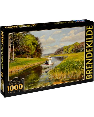 Пъзел D-Toys от 1000 части - Пролет, млада двойка плава по река Одензе, Ханс Андерсен Брендекилд - 1