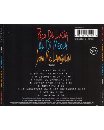 Al Di Meola, Paco De Lucia, John McLaughlin - Paco De Lucia, John McLaughlin, Al Di Meola (CD) - 2