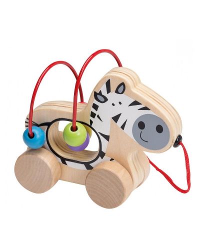 Дървена играчка за дърпане Jouéco - Зебра, със спирала - 1