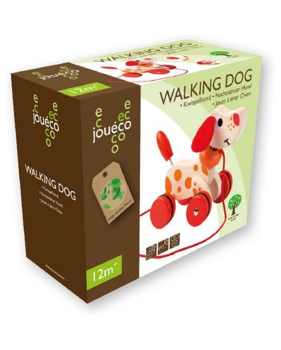 Дървена играчка за дърпане Jouéco - Кученце - 3