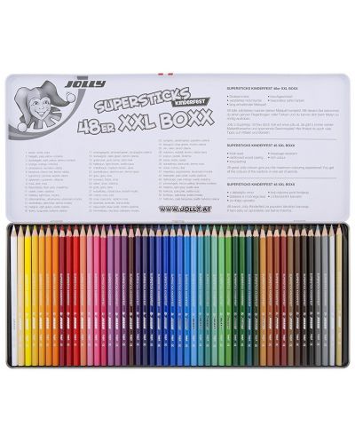 Цветни моливи JOLLY Kinderfest XXL в метална кутия – 48 цвята - 2