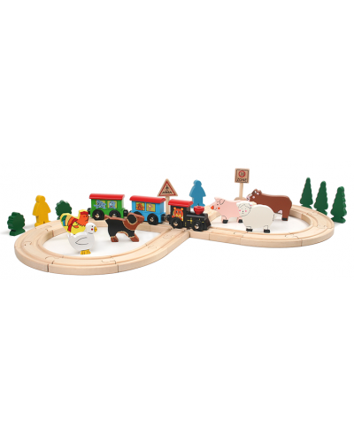 Пино влак - комплект с релси, животни и дървета - 1
