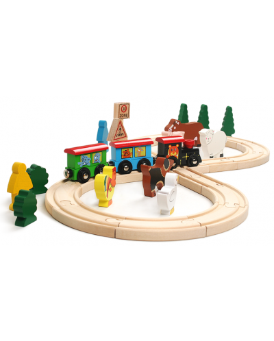 Пино влак - комплект с релси, животни и дървета - 2