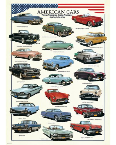 Пъзел Eurographics от 300 части – Американските коли на 50-те - 2