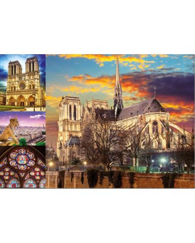 Пъзел Educa от 1000 части - Катедралата Нотр Дам в Париж, колаж - 2