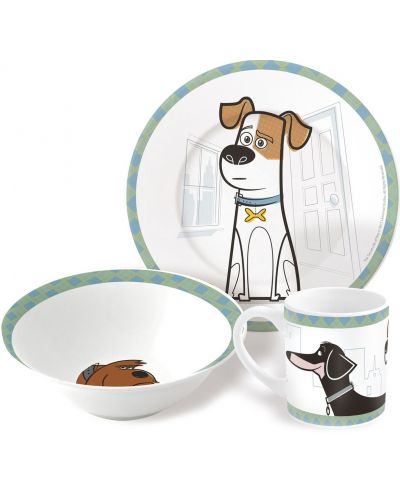 Комплект за хранене The Secret Life of Pets - Купичка, чинийка и чашка - 1