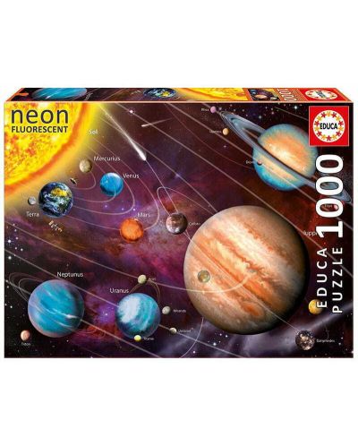 Неонов пъзел Educa от 1000 части - Слънчевата система - 1