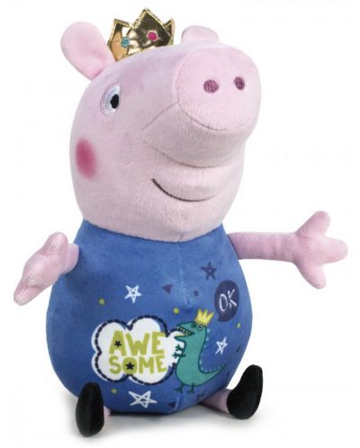 Плюшена играчка Peppa Pig - Прасенцето Джордж с корона, 28cm - 1