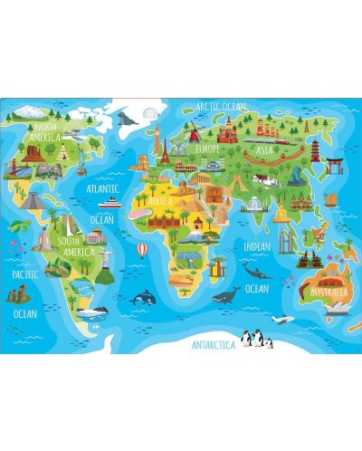 Пъзел Educa от 150 части - Световна карта със забележителности - 2