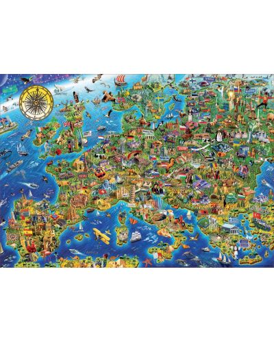 Пъзел Educa от 500 части - Необикновена карта на Европа - 2