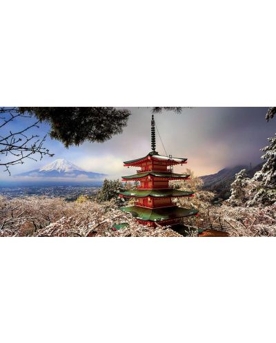 Панорамен пъзел Educa от 3000 части - Връх Фуджи и Пагода Чурейто, Япония - 2