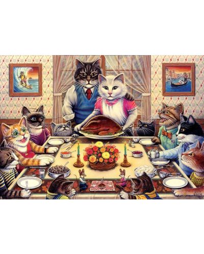 Пъзел Art Puzzle от 260 части - Семейство котки на банкет - 2