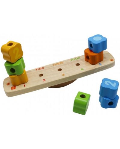 Дървена играчка 3 в 1 Pino - За низане, сортиране и баланс - 7