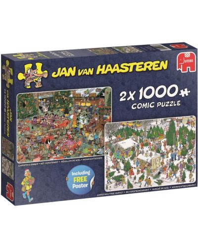 Пъзел Jumbo от 2 x 1000 части - Коледни подаръци, Ян ван Хаастерен - 1