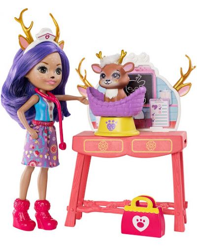 Игрален комплект Mattel Enchantimals - Ветеринарният кабинет на Danessa Deer и еленчето Sprint - 1