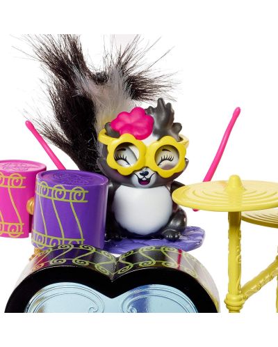 Игрален комплект Mattel Enchantimals - Рок барабани с Sage Skunk и скункса Caper - 5