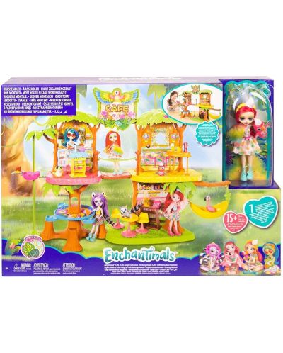 Игрален комплект Mattel Enchantimals - Кафене в Джунглата, с кукла и животинче - 7