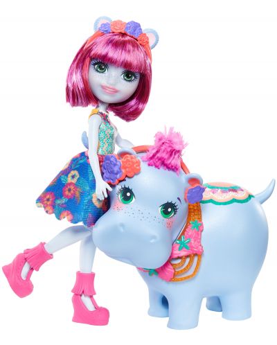 Кукличка с животниче Mattel Enchantimals - Hedda Hippo и Lake - 2