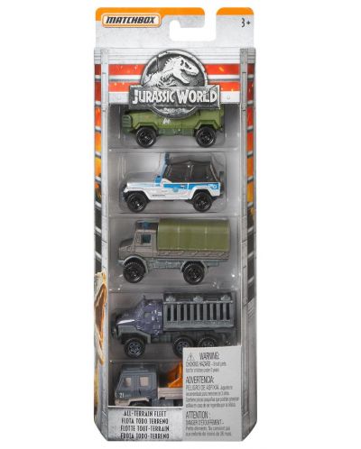 Комплект колички Matchbox Jurassic World - 5 броя, асортимент - 3