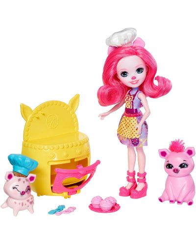 Игрален комплект Mattel Enchantimals - Да печем с приятели, с Petya Pig, Streusel и Nisha - 1