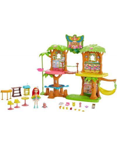 Игрален комплект Mattel Enchantimals - Кафене в Джунглата, с кукла и животинче - 2
