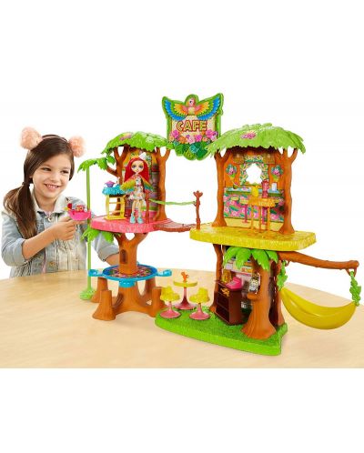 Игрален комплект Mattel Enchantimals - Кафене в Джунглата, с кукла и животинче - 6