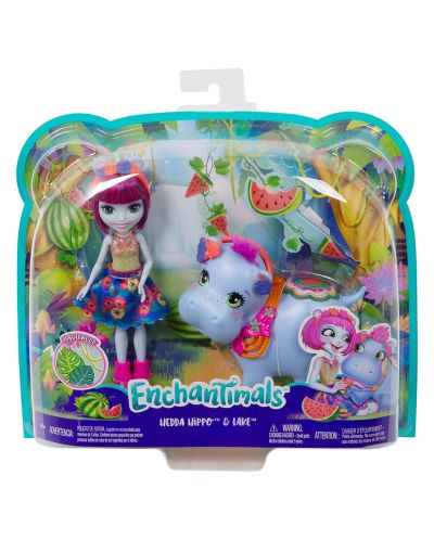 Кукличка с животниче Mattel Enchantimals - Hedda Hippo и Lake - 1