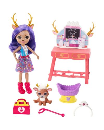 Игрален комплект Mattel Enchantimals - Ветеринарният кабинет на Danessa Deer и еленчето Sprint - 2