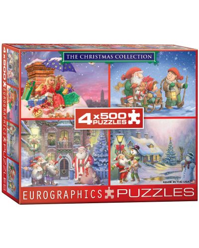 Пъзел Eurographics от 500 части – Коледна колекция, 4 пакета - 1