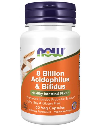 8 Billion Acidophilus & Bifidus, 60 капсули, Now - 1