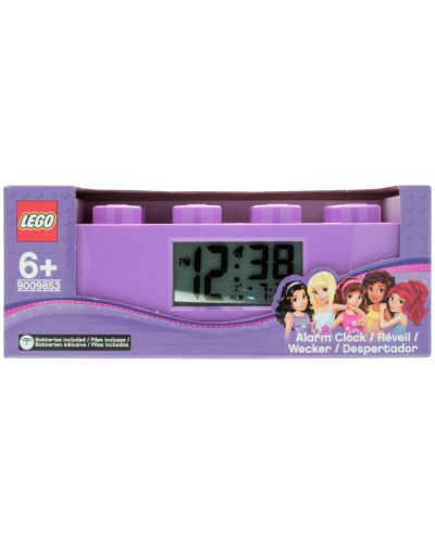 Настолен часовник Lego Wear - Friends Brick Clock, лилав, с будилник - 1