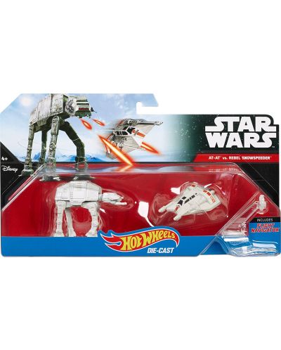 Комплект звездни кораби Mattel Hot Wheels Star Wars - Rogue One, At-At vs Rebel Snowspeeder - 4