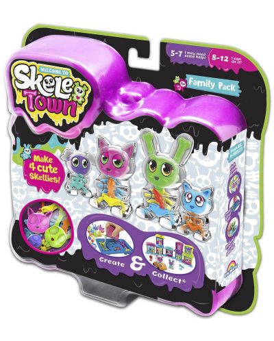 Игрален комплект Skeletown - Семеен пакет с 4 фигурки-скелети