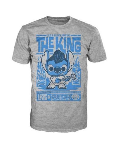 Тениска Funko Pop! Lilo & Stitch - The King, сива - 1