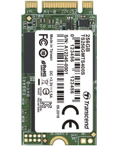 SSD памет Transcend - TS256GMTS400S, 256GB, M.2, SATA III - 1