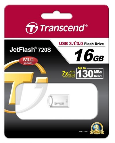 Флаш памет Transcend - Jetflash 720, 16GB, USB 3.1, сребриста - 4